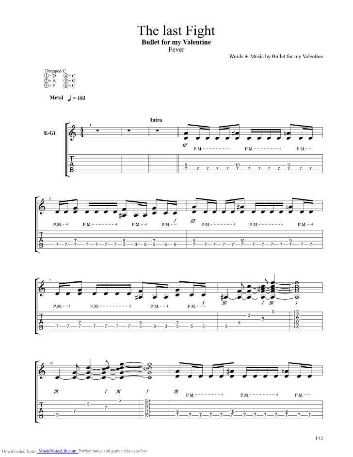 The Last Fight guitar pro tab by Bullet For My Valentine