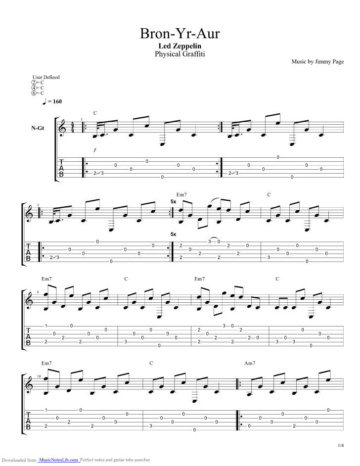 Bron Yr Aur guitar pro tab by Led Zeppelin