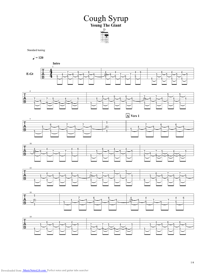 Cough Syrup guitar pro tab by Young The Giant
