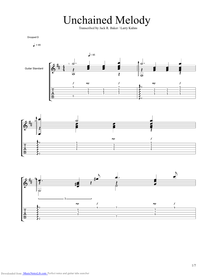 Unchained Melody guitar pro tab by Chet Atkins