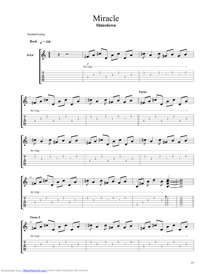 Miracle guitar pro tab by Shinedown