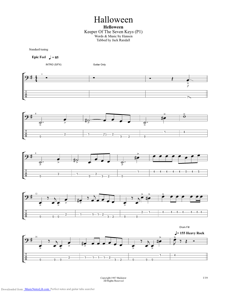 Helloween Guitar Tabs Pdf