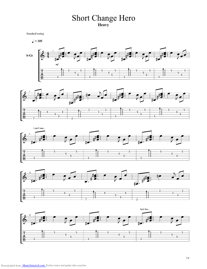 Short Change Hero guitar pro tab by The Heavy