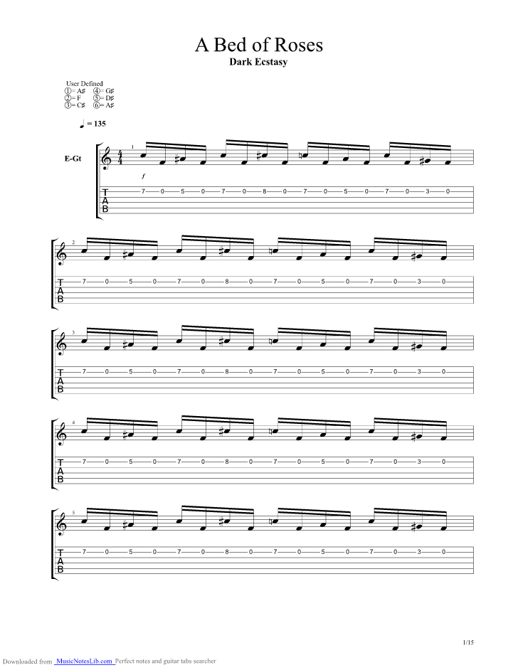 A Bed Of Roses guitar pro tab by Dark Ecstasy