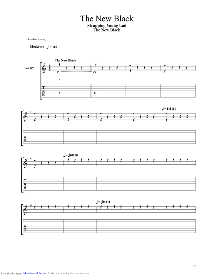 New Black guitar pro tab by Strapping Young Lad