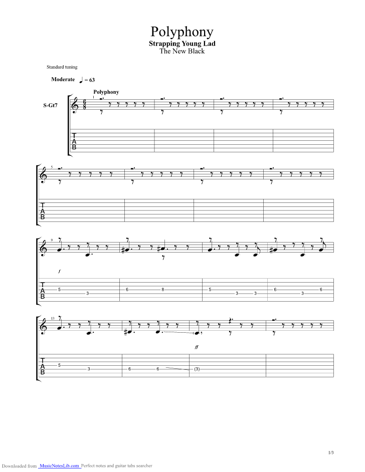 Polyphony guitar pro tab by Strapping Young Lad