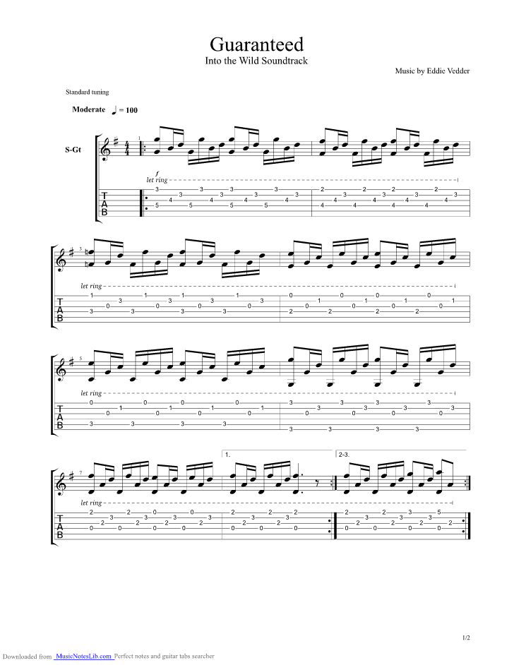 Guaranteed guitar pro tab by Eddie Vedder