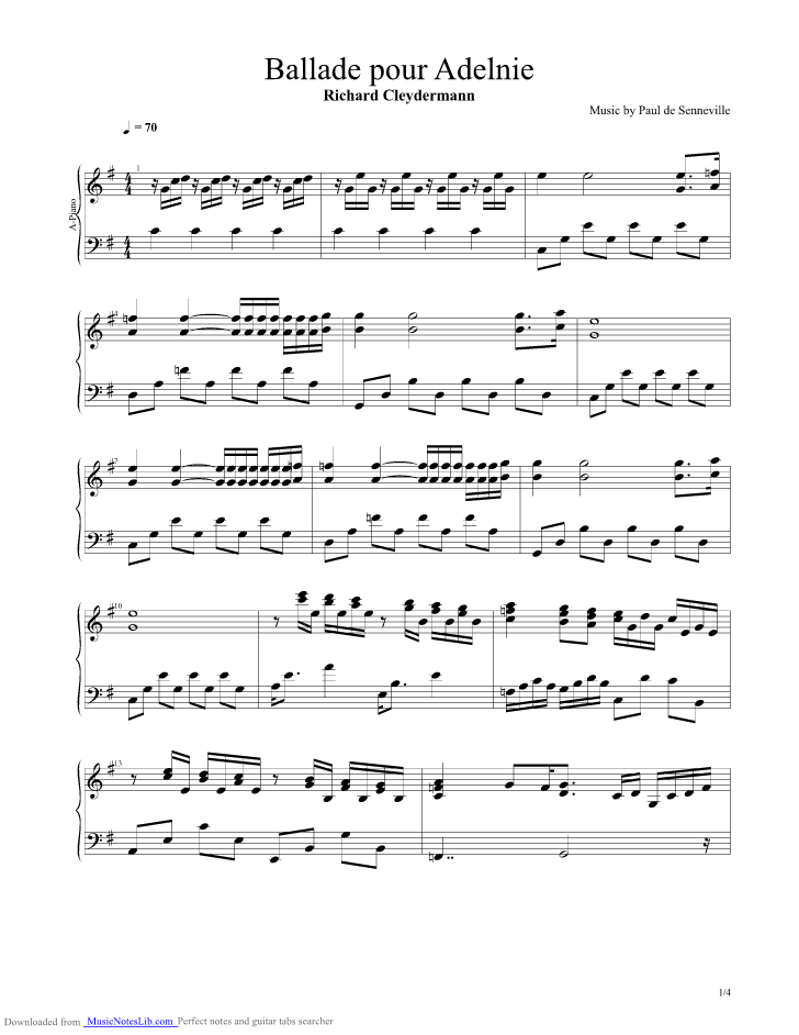 Ballade Pour Adeline guitar pro tab by Richard Clayderman