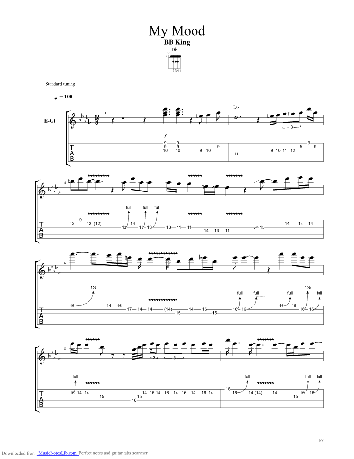 My Mood guitar pro tab by BB King