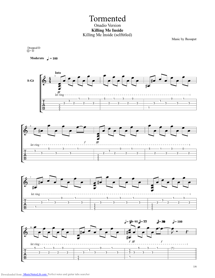 The Tormented guitar pro tab by Killing Me Inside
