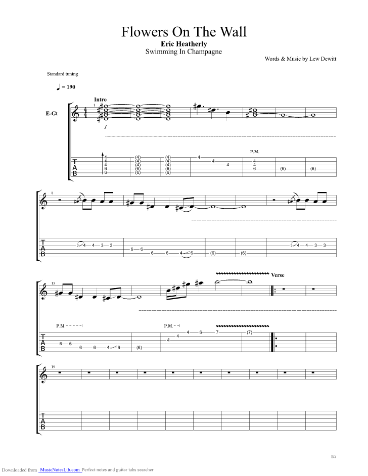 Flowers On The Wall guitar pro tab by 4345918354984dfe9e04