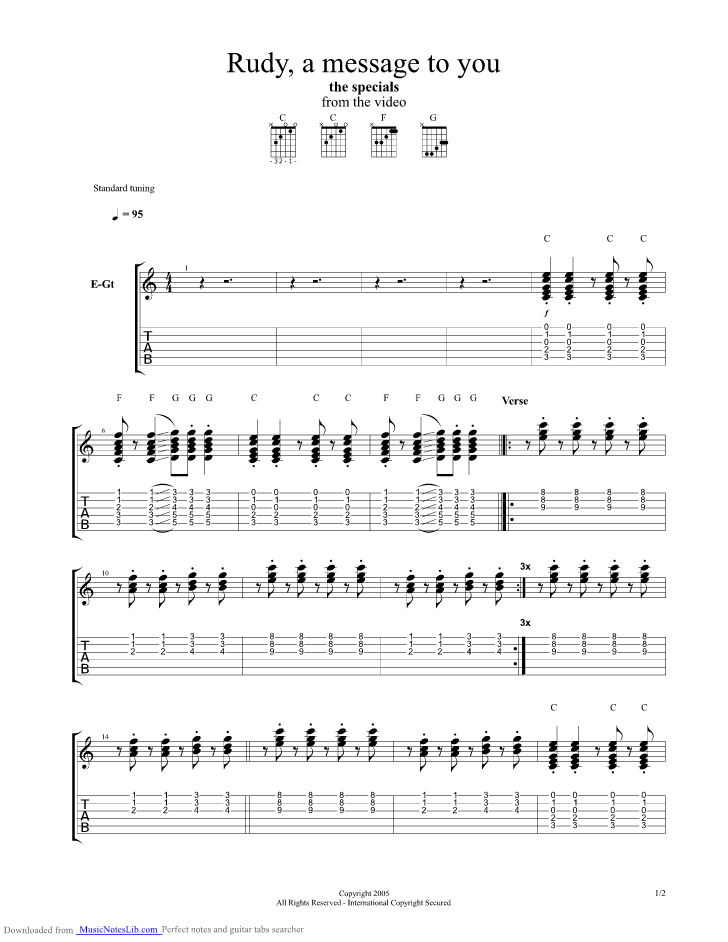 A Message To You Rudy guitar pro tab by 07eb40a22914439ca01d