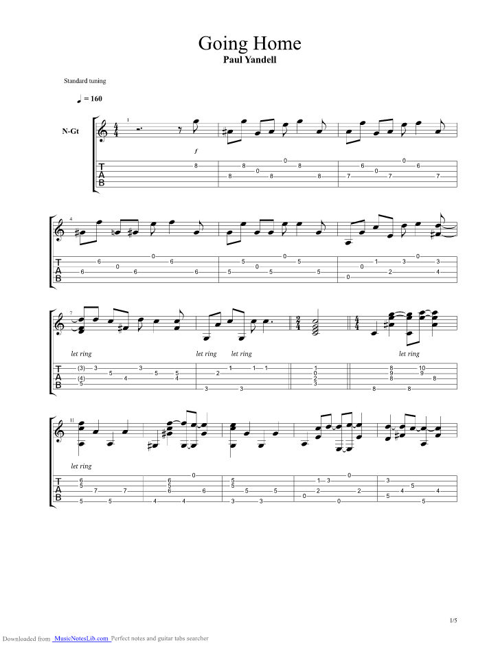 Going Home guitar pro tab by 957c9719eb0f4df4b0e1dedd878bd56f