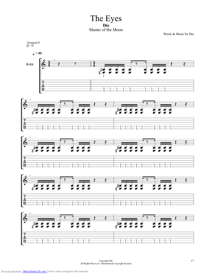 Eyes guitar pro tab by Dio