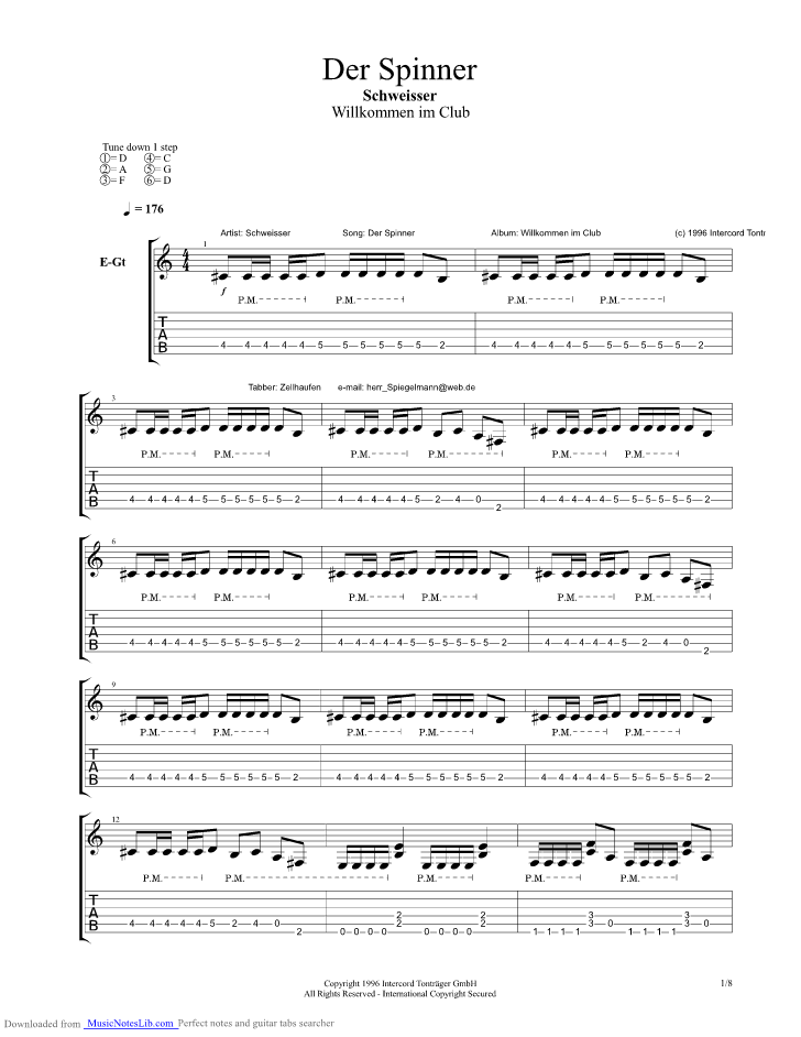 Der Spinner guitar pro tab by Schweisser