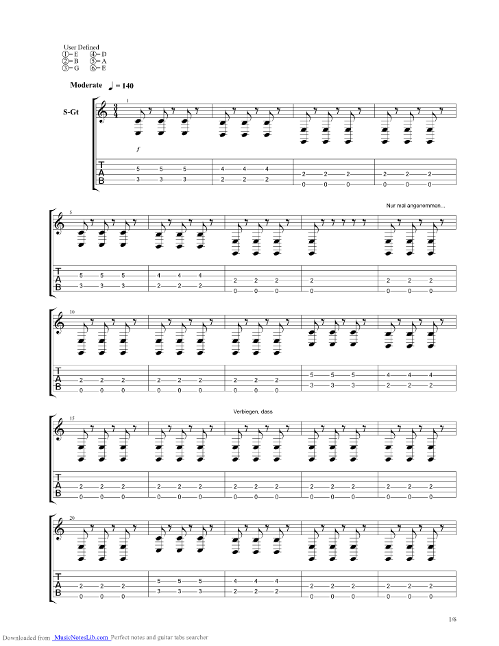 Nur Mal Angenommen guitar pro tab by Knorkator