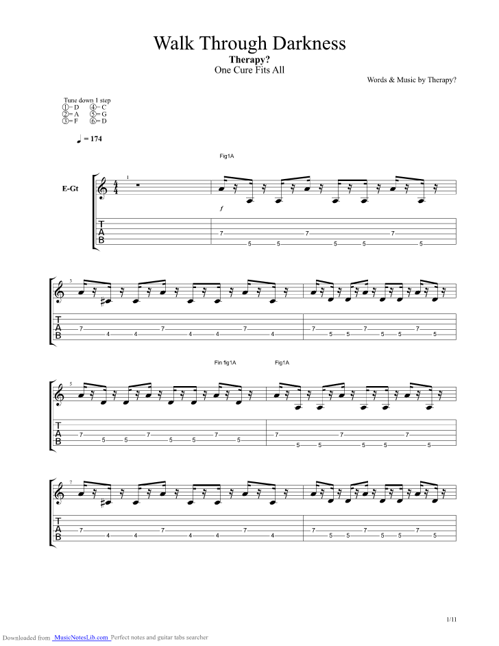 Walk Through Darkness guitar pro tab by Therapy