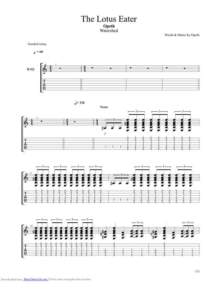 The Lotus Eater guitar pro tab by Opeth