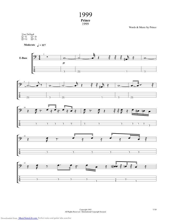1999 guitar pro tab by Prince