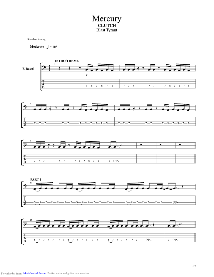 Mercury guitar pro tab by Clutch