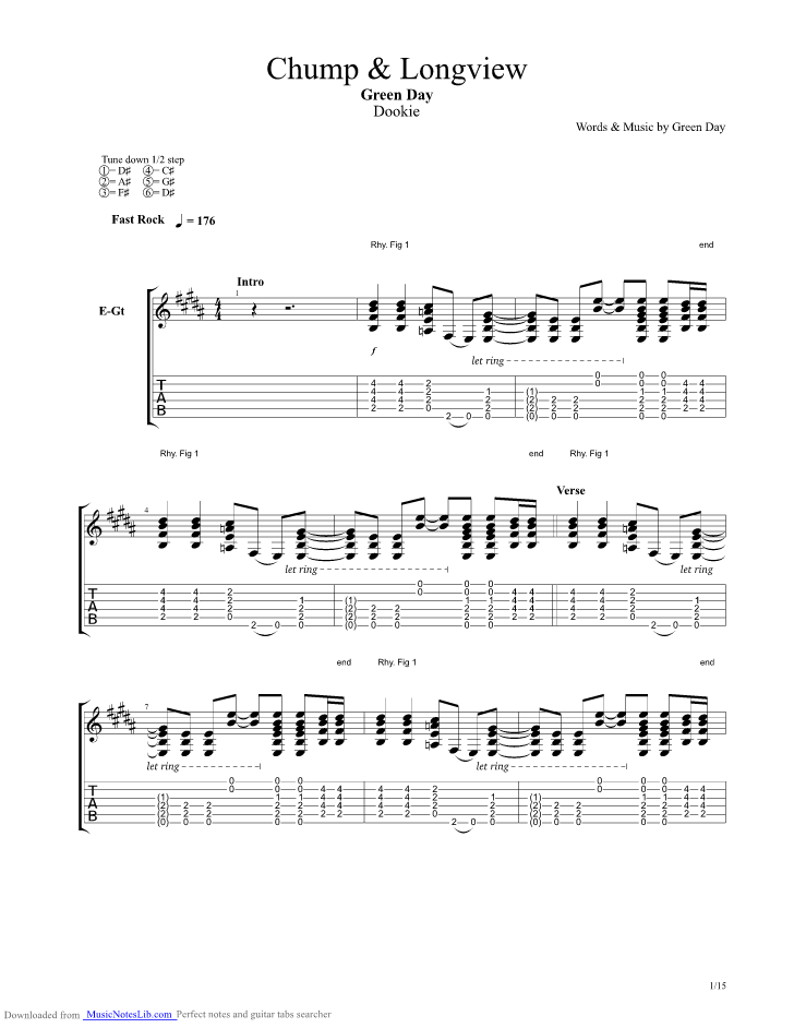 Chump Longview guitar pro tab by Green Day