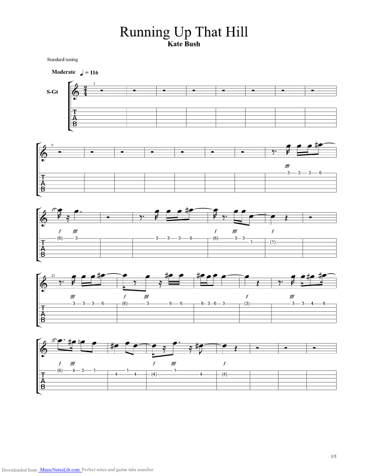 Running Up That Hill guitar pro tab by Kate Bush