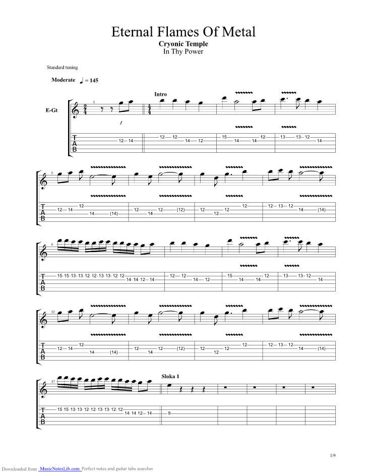 Eternal Flames of Metal guitar pro tab by Cryonic Temple