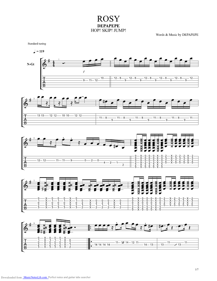 ROSY guitar pro tab by Depapepe