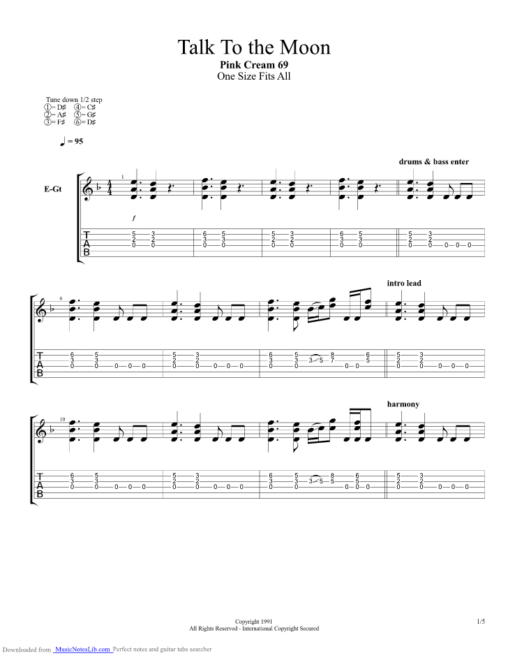 Talk To The Moon guitar pro tab by Pink Cream 69