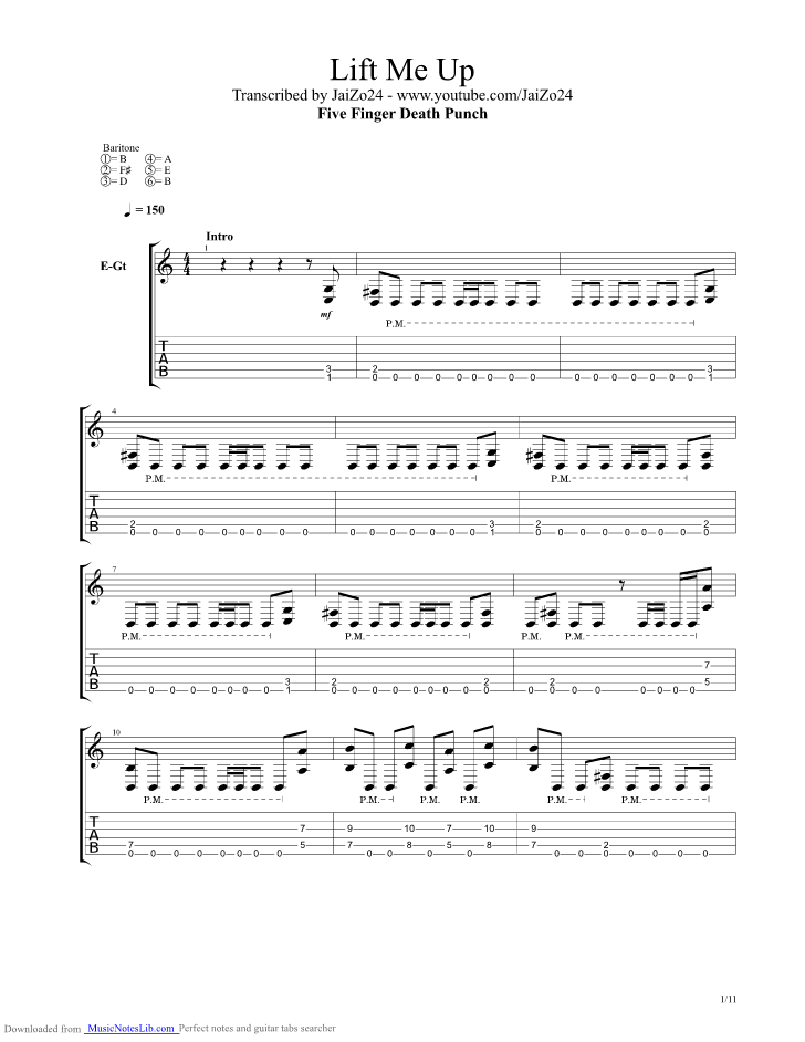 Lift Me Up guitar pro tab by Five Finger Death Punch