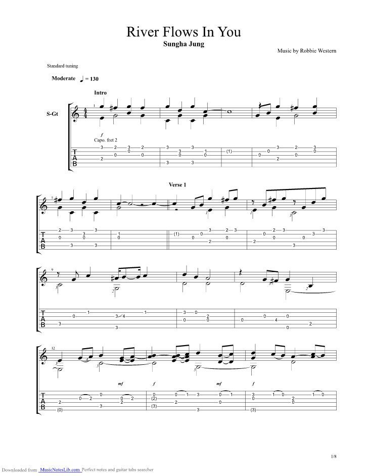 River Flows In You guitar pro tab by Sungha Jung