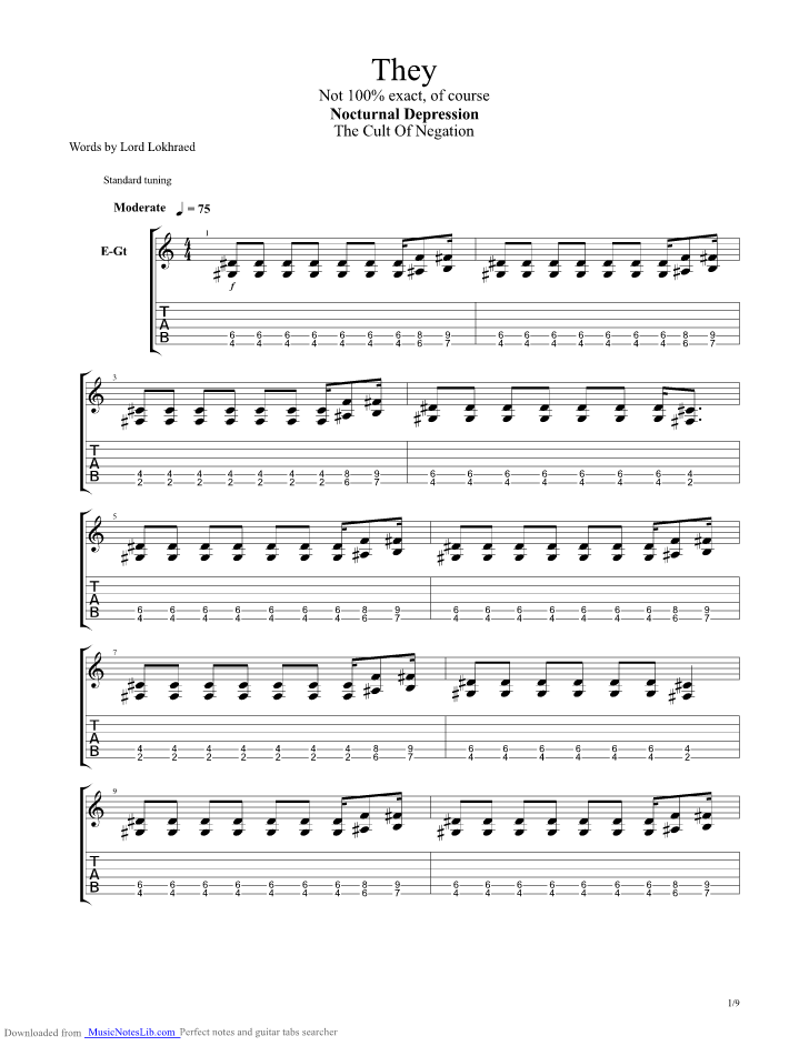 They guitar pro tab by Nocturnal Depression
