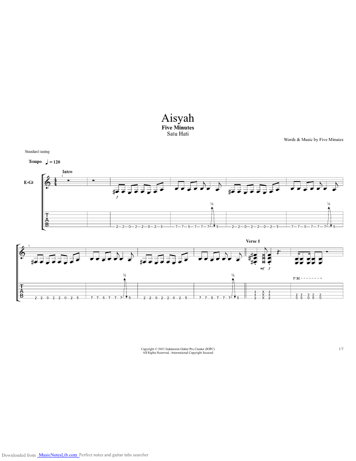 Chord Lagu Five Minutes Aisyah