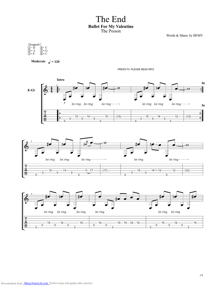 The End guitar pro tab by Bullet For My Valentine