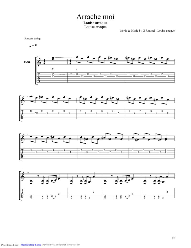Arrache Moi guitar pro tab by Louise Attaque