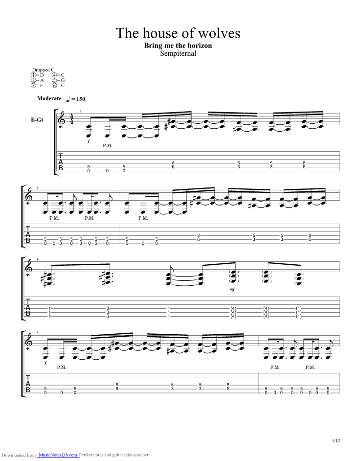 The House Of Wolves guitar pro tab by Bring Me The Horizon