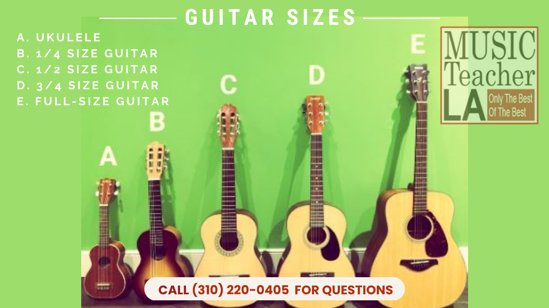 MTLAGuitarSizesChart Music Teacher LA Premier InHome Music Lessons in Los Angeles