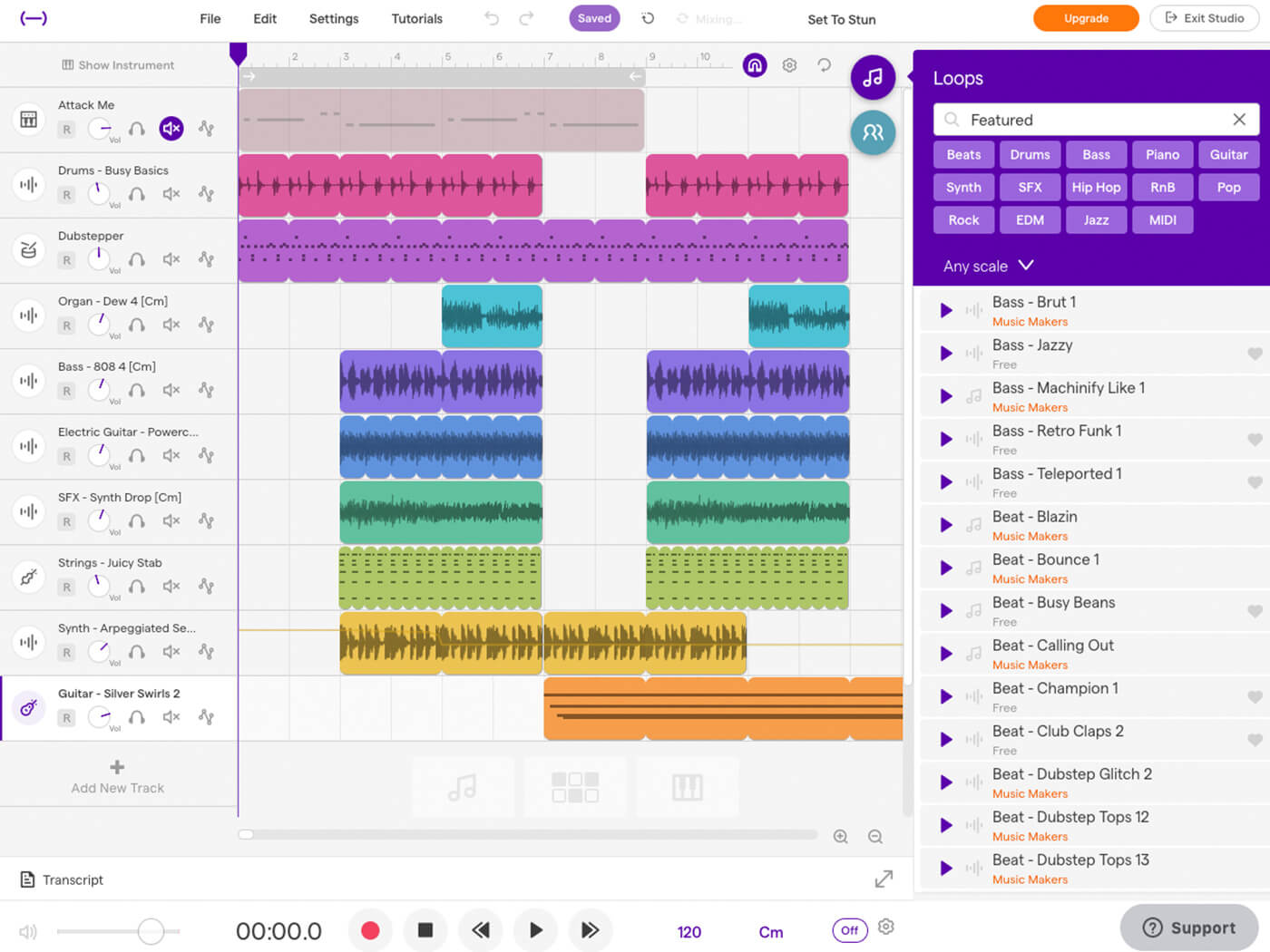 Soundtrap’s free version allows unlimited projects