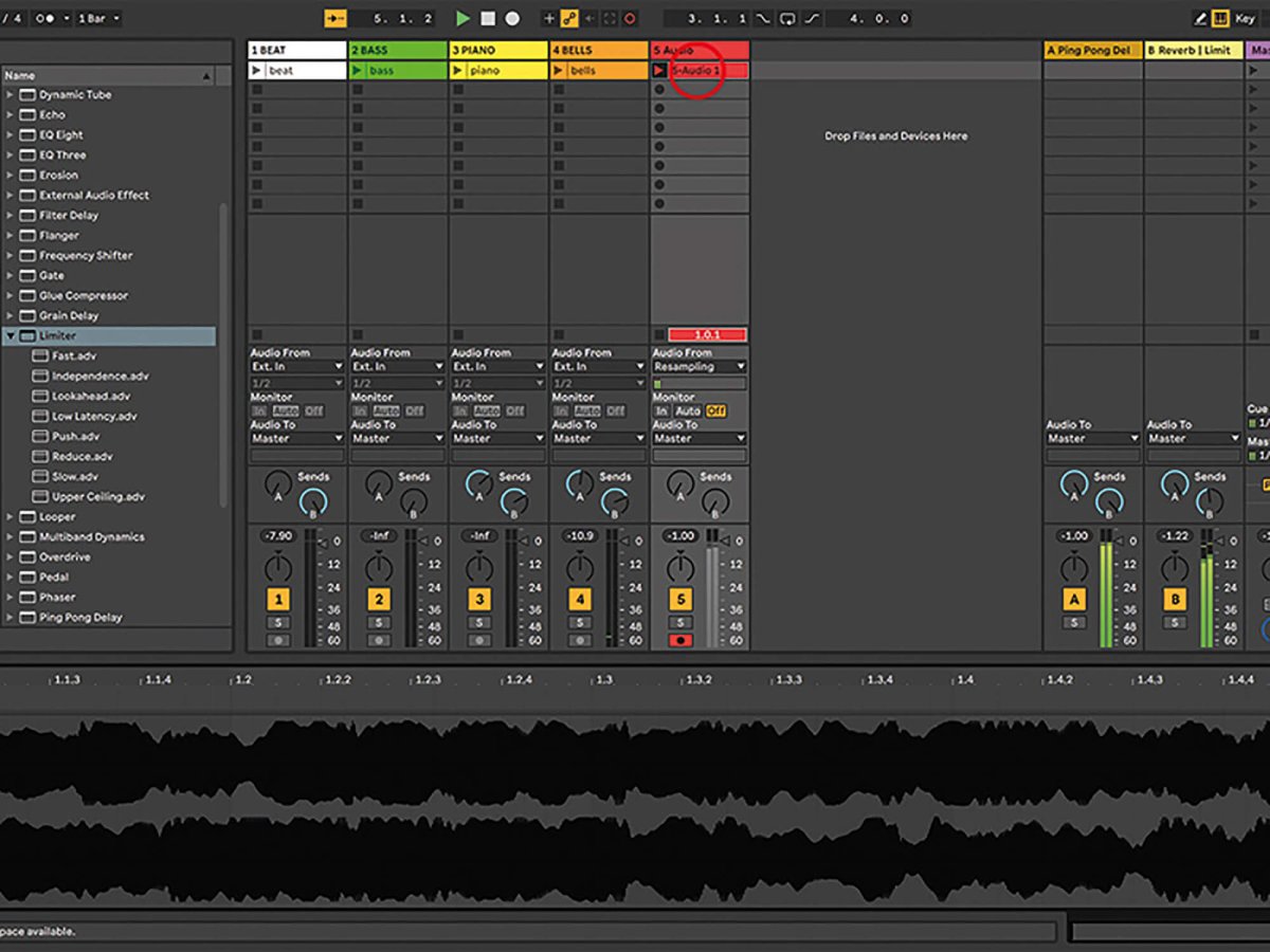 Return tracks in Ableton Live 10