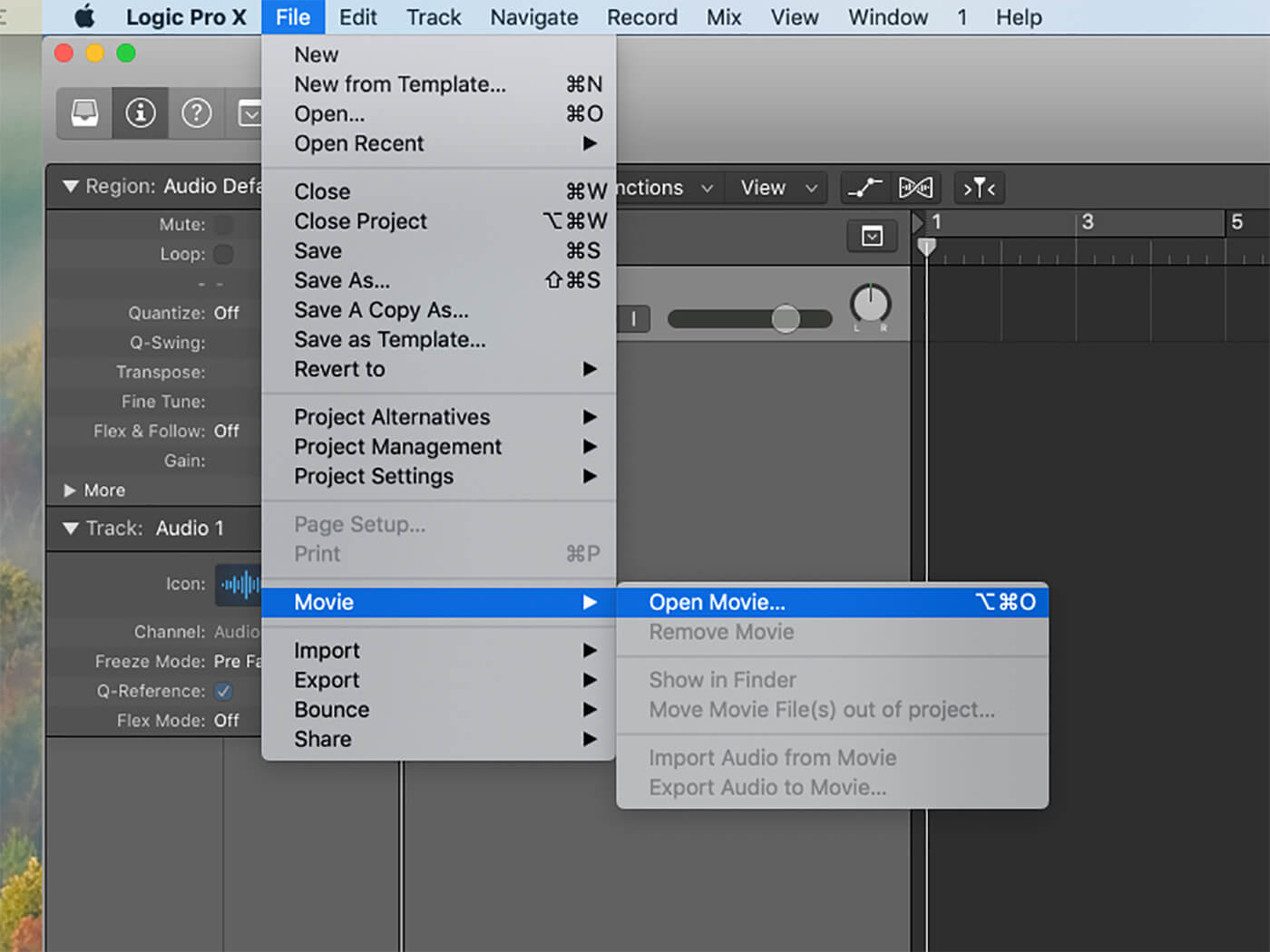 How to set up movie files in Logic Pro X