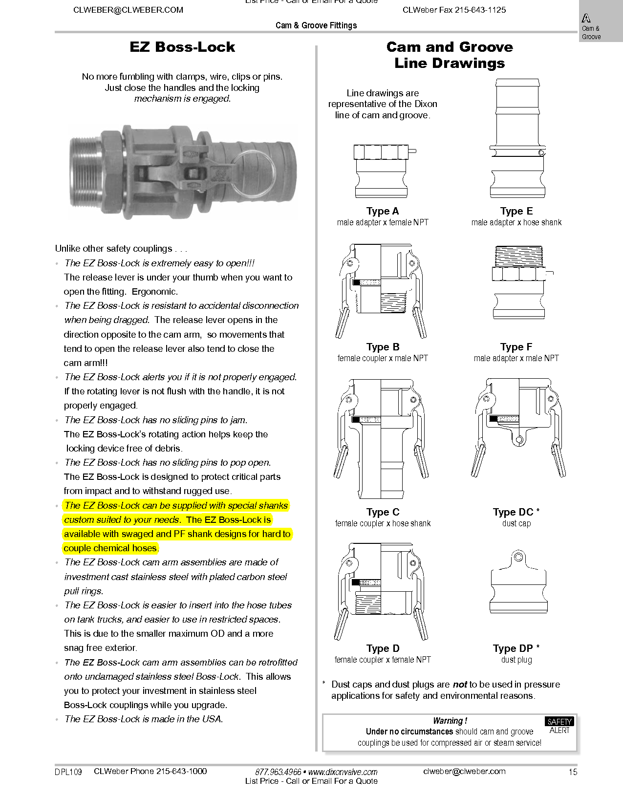 Cam & Groove Fittings Musson Rubber