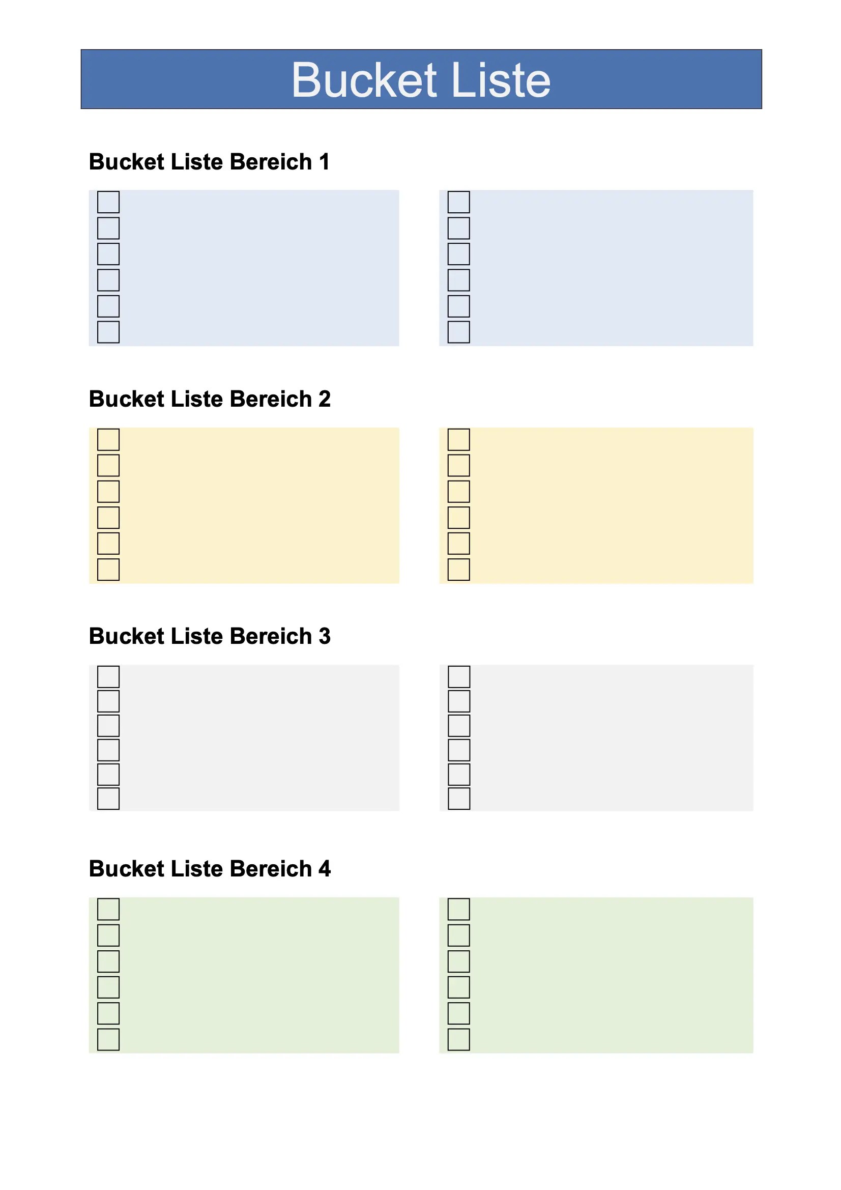 6 Bucket List Vorlagen zum Downloaden [Word, Excel, PDF]