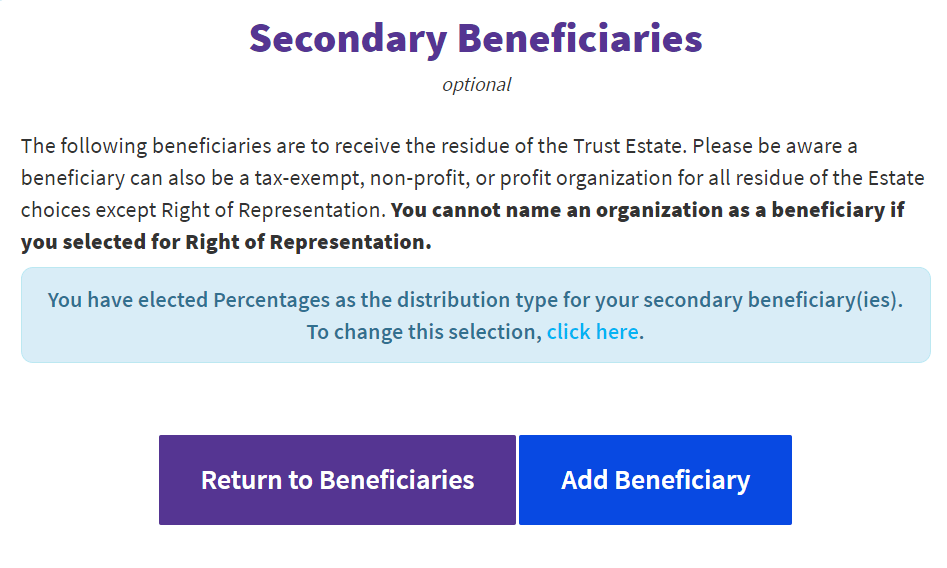 Edit Secondary Beneficiaries for The Residue of The Trust Estate Must Have Documents