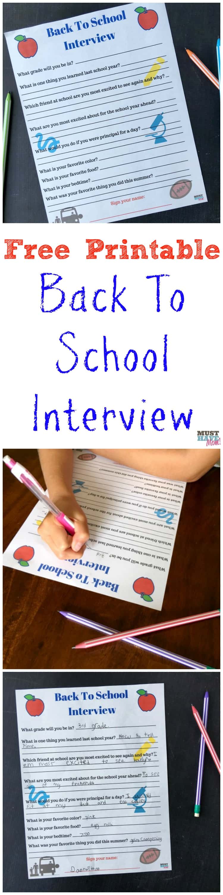 Free Printable Back To School Interview To Do With Your Kids Every Year
