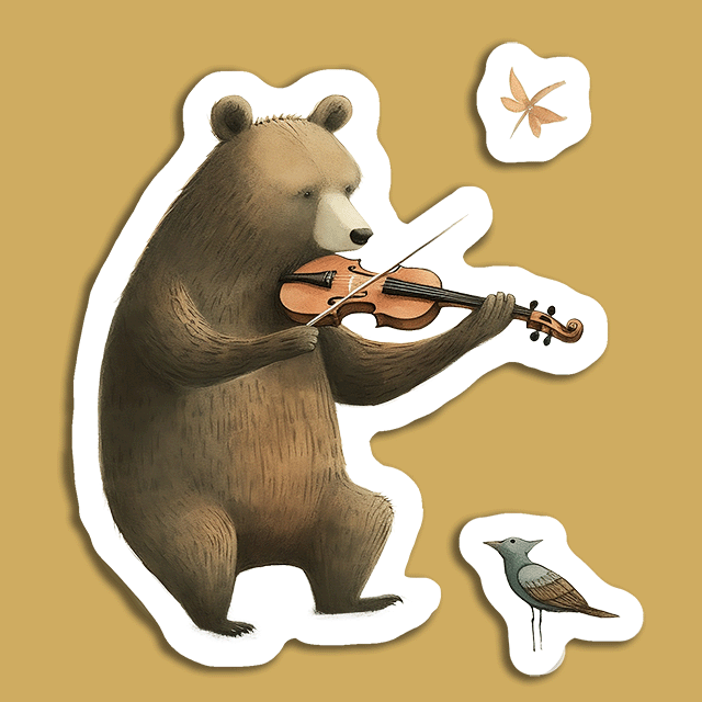 Violin Bear MuStickers