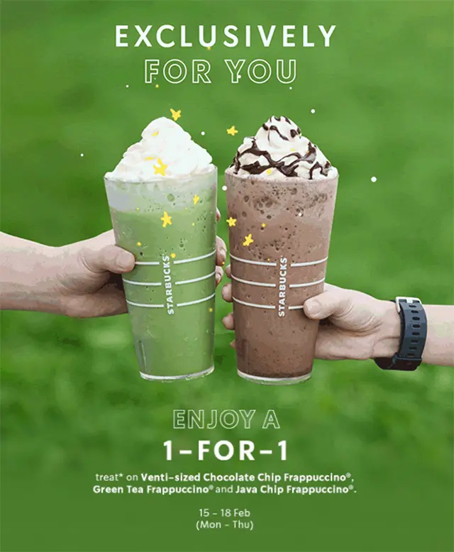 Starbucks Offers 1For1 Post Valentines Promotion, 15 18 Feb 2021