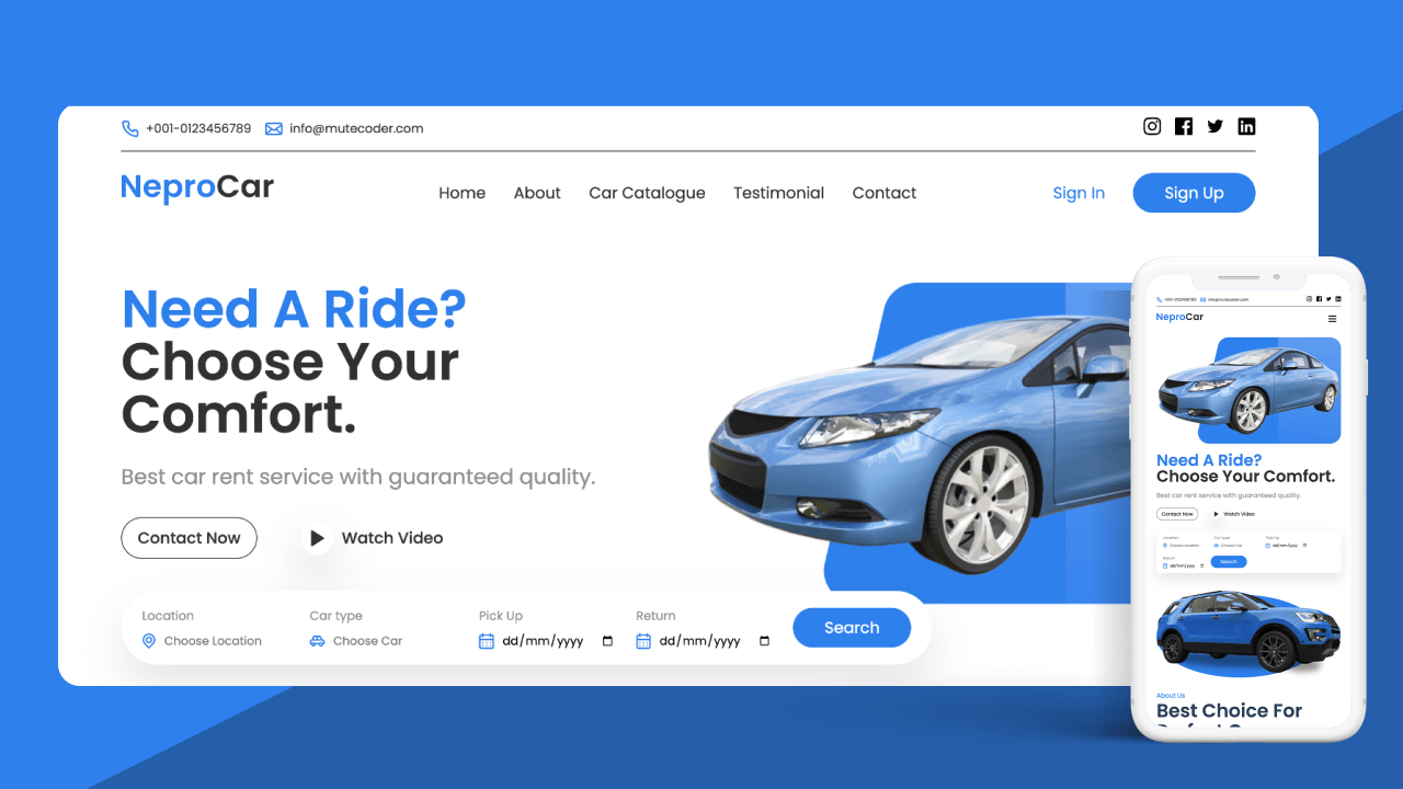 Car Rent Service Landing Page HTML, CSS & JS