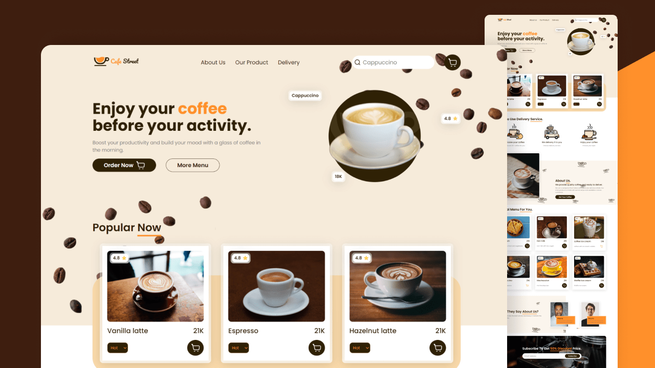 Coffee Cafe landing page Template using HTML & CSS