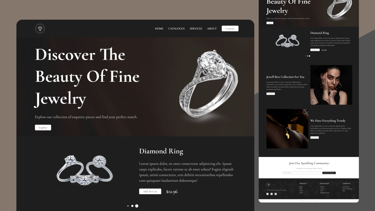 Jewelry Store Landing Page Template using only HTML & CSS