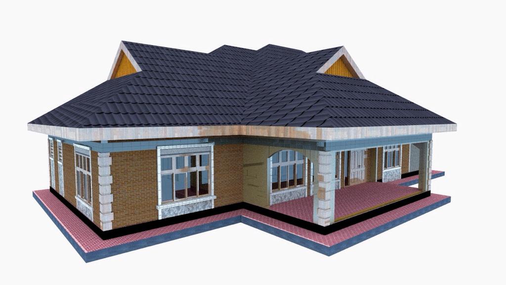 Simple 3 bedroom house plan for a small family in Kenya